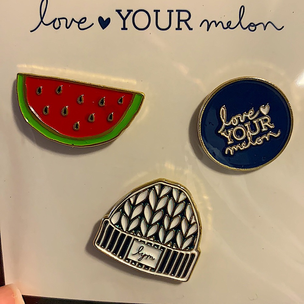 Love Your Melon Pins Brooches Watermelon 🍉, lym Beanie, Love Your Melon w heart💙